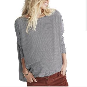 Hatch LongSleeve tee, black/white microstripe sz 0